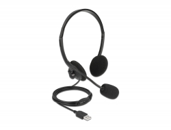 27178 Delock USB stereofonní sluchátka s ovládáním hlasitosti pro PC a laptop - ultra lehká 