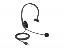 27177 Delock USB Mono Headset with Volume Control for PC and Laptop - Ultra Lightweight