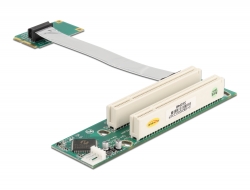 41355 Delock Karta rozszerzeń Mini PCI Express > 2 x PCI z elastycznym kablem 13 cm lewostronna
