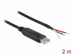 90428 Delock Adapterkabel USB 2.0 Typ-A zu seriell RS-232 mit 3 offenen Kabelenden 2 m