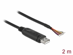 90416 Delock Adapter cable USB 2.0 Type-A to Serial RS-232 with 9 open wires + Shielding 2 m