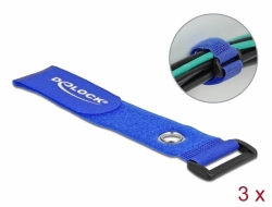 19551 Delock Hook-and-loop cable tie with Loop and Fastening Eyelet L 280 x W 38 mm blue 3 pieces