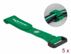 19541 Delock Hook-and-loop cable tie with Loop and Fastening Eyelet L 150 x W 20 mm green 5 pieces