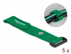 19548 Delock Hook-and-loop cable tie with Loop and Fastening Eyelet L 190 x W 25 mm green 5 pieces