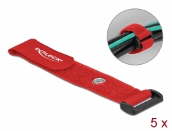 19545 Delock Hook-and-loop cable tie with Loop and Fastening Eyelet L 190 x W 25 mm red 5 pieces