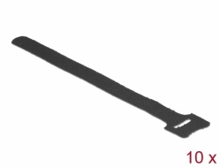 18687 Delock Serre-câbles à scratch, L 200 mm x l 12 mm 10 pièces noire