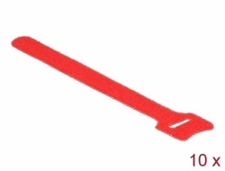 18689 Delock 10 fästanordningar som hakas fast, L 150 mm x B 12 mm röd