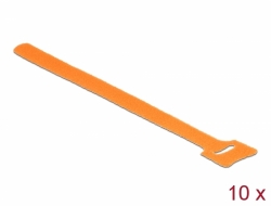 18696 Delock Serre-câbles à scratch, L 200 mm x l 12 mm 10 pièces orange