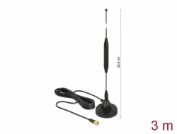12423 Delock GSM Antenna SMA plug 3.5 dBi fixed omnidirectional with magnetic base and connection cable RG-174 3 m outdoor black