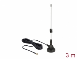 12426 Delock Antenne GSM mâle SMA 3 dBi fixe omnidirectionnelle avec base magnétique et câble de connexion RG-174 3 m extérieure noir