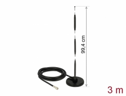 12432 Delock GSM Antenna SMA plug 7 dBi fixed omnidirectional with magnetic base and connection cable RG-58 3 m outdoor black