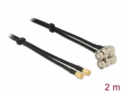 12468 Delock Anténní Kabel SMA konektor> BNC konektor 90 ° Dvojitý kabel RG-58 A / U 2 m