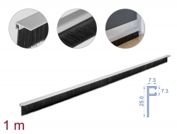 66652 Delock Bandă de perii 40 mm cu profil din aluminiu, înclinat - lungime 1 m