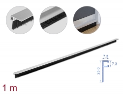 66650 Delock Brush strip 20 mm with aluminium profile angled - length 1 m