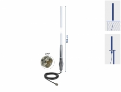 12574 Delock 477 MHz Antenna UHF plug 4.5 dBi 108 cm omnidirectional fixed with connection cable RG-58 C/U 4.5 m outdoor white