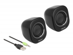 27002 Delock Mini Stereo PC Speaker with 3.5 mm stereo jack male and USB powered