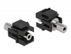 86859 Delock Modul Keystone ze stereofonního zásuvkového 3 pinového konektoru 3,5 mm na 3 pinový stereofonní zásuvkový konektor 3,5 mm, černý