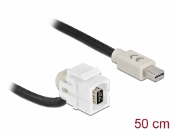 86860 Delock Keystone modul, mini DisplayPort-csatlakozóhüvely 110° > mini DisplayPort-csatlakozódugó, kábellel fehér