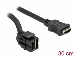 86854 Delock Moduł Keystone, HDMI, wtyk żeński 250° > HDMI, wtyk żeński, z przewodem czarny