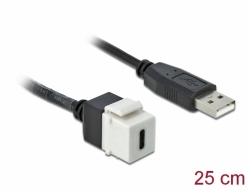 86382 Delock Moduł Keystone, USB 2.0 C, wtyk żeński > USB 2.0 A, wtyk męski, z przewodem