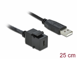 86378 Delock Moduł Keystone, USB 2.0 C, wtyk żeński > USB 2.0 A, wtyk męski, z przewodem