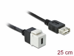 86391 Delock Modul Keystone, USB 2.0 C mamă > USB 2.0 A mamă, cu cablu