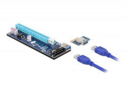 41430 Delock Karta PCI Express Riser x1 na x16, s 60 cm USB kabelem