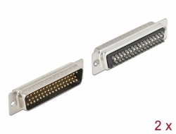66705 Delock Konektor D-Sub HD, 50-pinový, zástrčkový, kovový, pájená verze, 2 ks