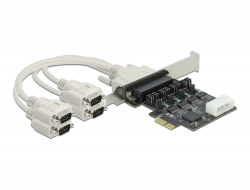89895 Delock Tarjeta PCI Express x1 a 4 x Serie RS-232 con fuente de alimentación 5 V / 12 V