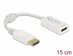 61015 Delock Adaptor DisplayPort 1.1 tată la HDMI mamă, pasiv, alb