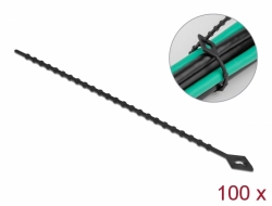 19568 Delock Beaded Cable Tie reusable L 150 x W 2.4 mm black 100 pieces