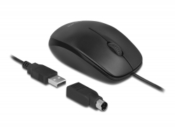 12534 Delock Ποντίκι επιφάνειας εργασίας Οπτικό 3-πλήκτρων USB Τύπου-A + PS/2