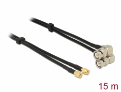 12473 Delock Antenna Cable SMA plug > BNC plug 90° Twin Cable RG-58 C/U 15 m