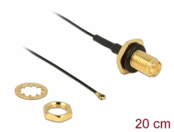 12460 Delock Antena Cable RP-SMA mampara hembra a I-PEX Inc., MHF® 4 macho 0.81 20 cm longitud de hilo 9 mm a prueba de salpicaduras