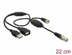13006 Delock Antenna Cable F Jack > F Plug with phantom power 5 V via  USB 22 cm