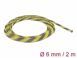 20737 Delock Fonott kábelharisnya nyújtható 2 m x 6 mm fekete-sárga