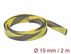 20742 Delock Protažitelné pletené opláštění, 2 m x 19 mm, černá-žlutá