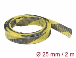 20747 Delock Fonott kábelharisnya nyújtható 2 m x 25 mm fekete-sárga