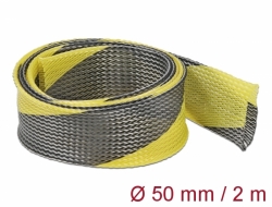 20757 Delock Protažitelné pletené opláštění, 2 m x 50 mm, černá-žlutá