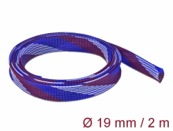 20746 Delock Protažitelné pletené opláštění, 2 m x 19 mm, modrý-červená-bílá