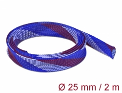 20751 Delock Protažitelné pletené opláštění, 2 m x 25 mm, modrý-červená-bílá
