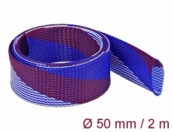 20761 Delock Protažitelné pletené opláštění, 2 m x 50 mm, modrý-červená-bílá