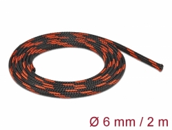 20738 Delock Fonott kábelharisnya nyújtható 2 m x 6 mm fekete-piros
