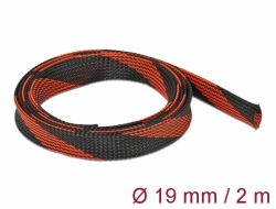 20743 Delock Protažitelné pletené opláštění, 2 m x 19 mm, černá-červená