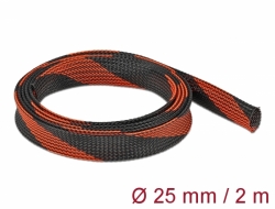 20748 Delock Fonott kábelharisnya nyújtható 2 m x 25 mm fekete-piros