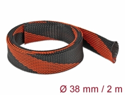 20753 Delock Fonott kábelharisnya nyújtható 2 m x 38 mm fekete-piros