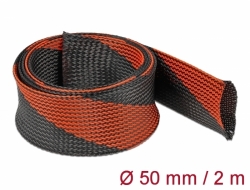20758 Delock Protažitelné pletené opláštění, 2 m x 50 mm, černá-červená