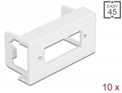 81374 Delock Easy 45 modullemez Téglalap alakú kivágás az optikai szál SC Duplex csatlakozásához, 45 x 22,5 mm 10 darab, fehér