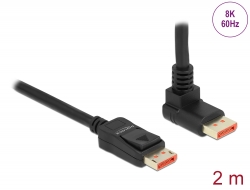 87055 Delock DisplayPort kabel muški ravan na muški 90° kutni prema gore 8K 60 Hz 2 m