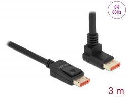 87056 Delock DisplayPort cable male straight to male 90° upwards angled 8K 60 Hz 3 m